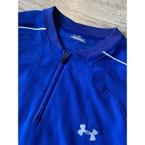 Under Armour Golf Pullover Men Large Blue 1/4‎ Zip Windbreaker Blade Collar